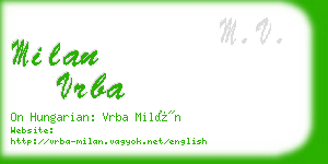 milan vrba business card